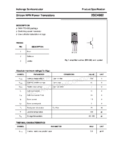 Inchange Semiconductor 2sc4982  . Electronic Components Datasheets Active components Transistors Inchange Semiconductor 2sc4982.pdf