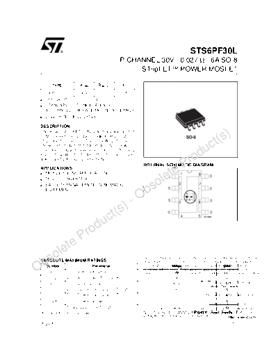 ST sts6pf30l  . Electronic Components Datasheets Active components Transistors ST sts6pf30l.pdf