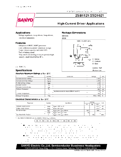 Sanyo 2sd1621  . Electronic Components Datasheets Active components Transistors Sanyo 2sd1621.pdf