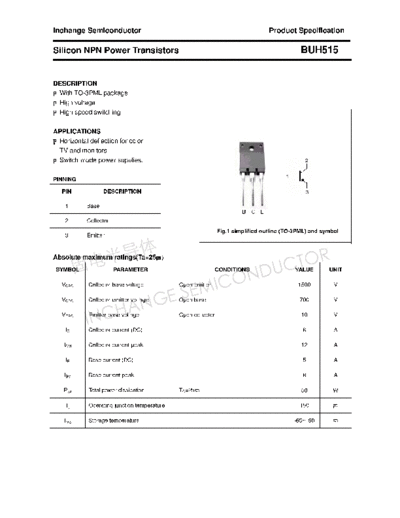 Inchange Semiconductor buh515  . Electronic Components Datasheets Active components Transistors Inchange Semiconductor buh515.pdf