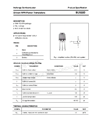 Inchange Semiconductor bu508d  . Electronic Components Datasheets Active components Transistors Inchange Semiconductor bu508d.pdf