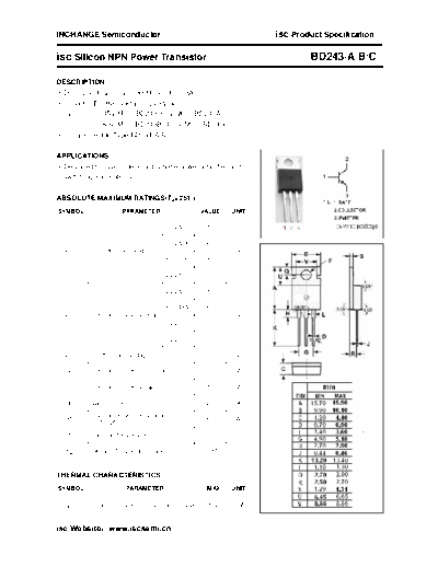 Inchange Semiconductor bd243 a b c  . Electronic Components Datasheets Active components Transistors Inchange Semiconductor bd243_a_b_c.pdf