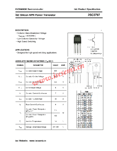Inchange Semiconductor 2sc3797  . Electronic Components Datasheets Active components Transistors Inchange Semiconductor 2sc3797.pdf