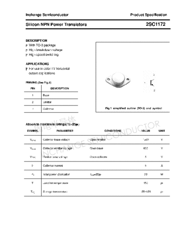 Inchange Semiconductor 2sc1172  . Electronic Components Datasheets Active components Transistors Inchange Semiconductor 2sc1172.pdf