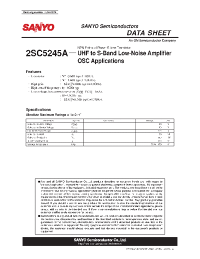 Sanyo 2sc5245a  . Electronic Components Datasheets Active components Transistors Sanyo 2sc5245a.pdf