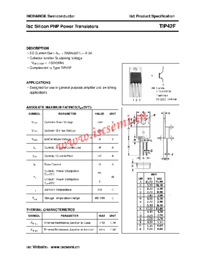 Inchange Semiconductor tip42f  . Electronic Components Datasheets Active components Transistors Inchange Semiconductor tip42f.pdf