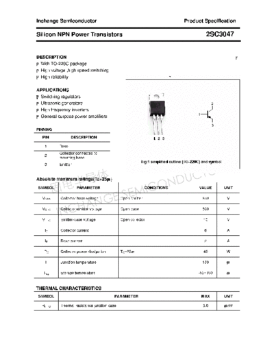 Inchange Semiconductor 2sc3047  . Electronic Components Datasheets Active components Transistors Inchange Semiconductor 2sc3047.pdf