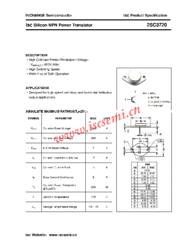 Inchange Semiconductor 2sc3720  . Electronic Components Datasheets Active components Transistors Inchange Semiconductor 2sc3720.pdf