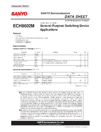 Sanyo ech8602m  . Electronic Components Datasheets Active components Transistors Sanyo ech8602m.pdf