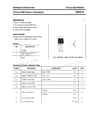 Inchange Semiconductor 2sb919  . Electronic Components Datasheets Active components Transistors Inchange Semiconductor 2sb919.pdf