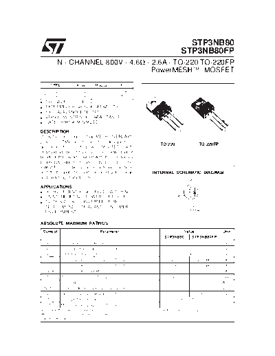 ST stp3n80  . Electronic Components Datasheets Active components Transistors ST stp3n80.pdf