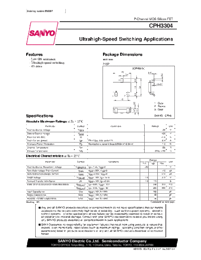 . Electronic Components Datasheets cph3304  . Electronic Components Datasheets Active components Transistors Sanyo cph3304.pdf