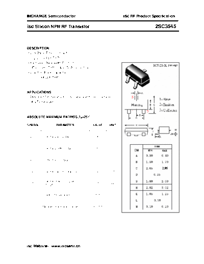 Inchange Semiconductor 2sc3545  . Electronic Components Datasheets Active components Transistors Inchange Semiconductor 2sc3545.pdf