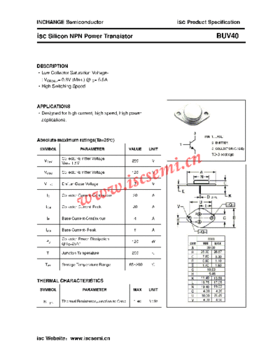 Inchange Semiconductor buv40  . Electronic Components Datasheets Active components Transistors Inchange Semiconductor buv40.pdf