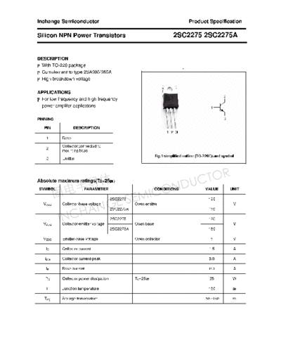 Inchange Semiconductor 2sc2275 2sc2275a  . Electronic Components Datasheets Active components Transistors Inchange Semiconductor 2sc2275_2sc2275a.pdf