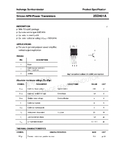 Inchange Semiconductor 2sd401a  . Electronic Components Datasheets Active components Transistors Inchange Semiconductor 2sd401a.pdf