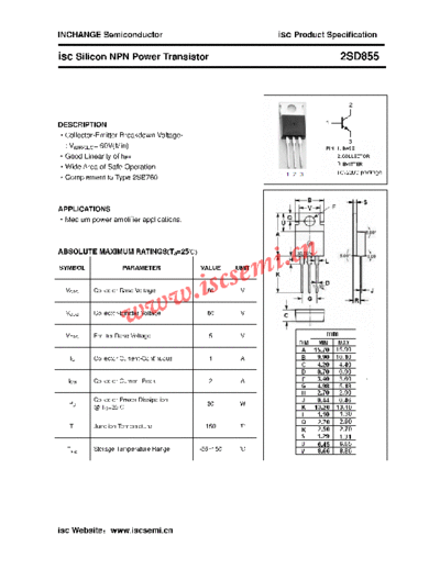 Inchange Semiconductor 2sd855  . Electronic Components Datasheets Active components Transistors Inchange Semiconductor 2sd855.pdf