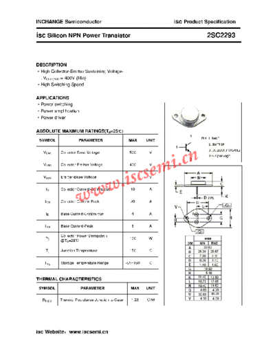 Inchange Semiconductor 2sc2293  . Electronic Components Datasheets Active components Transistors Inchange Semiconductor 2sc2293.pdf