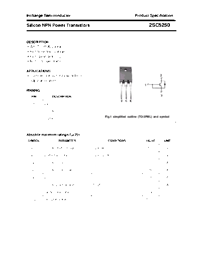 Inchange Semiconductor 2sc5250  . Electronic Components Datasheets Active components Transistors Inchange Semiconductor 2sc5250.pdf