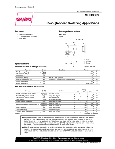 Sanyo mch3309  . Electronic Components Datasheets Active components Transistors Sanyo mch3309.pdf