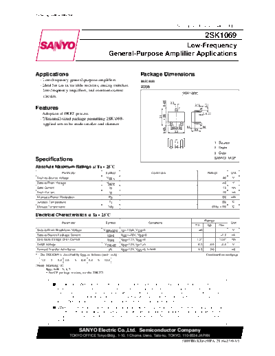 Sanyo 2sk1069  . Electronic Components Datasheets Active components Transistors Sanyo 2sk1069.pdf