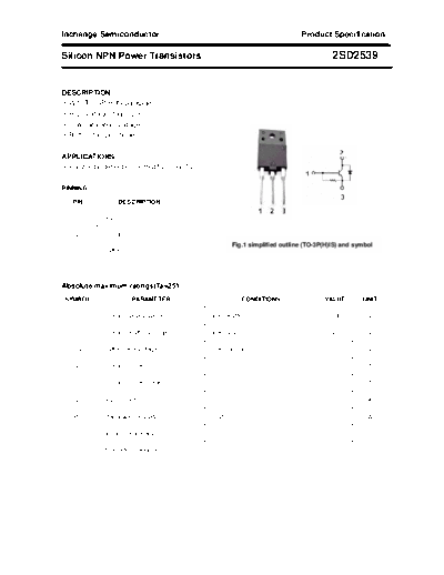 Inchange Semiconductor 2sd2539  . Electronic Components Datasheets Active components Transistors Inchange Semiconductor 2sd2539.pdf