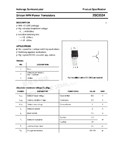 Inchange Semiconductor 2sc2534  . Electronic Components Datasheets Active components Transistors Inchange Semiconductor 2sc2534.pdf