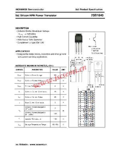 Inchange Semiconductor 2sd1840  . Electronic Components Datasheets Active components Transistors Inchange Semiconductor 2sd1840.pdf