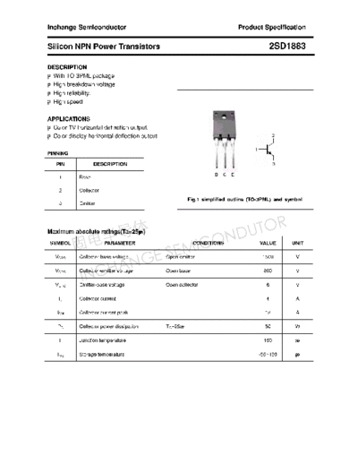 Inchange Semiconductor 2sd1883  . Electronic Components Datasheets Active components Transistors Inchange Semiconductor 2sd1883.pdf