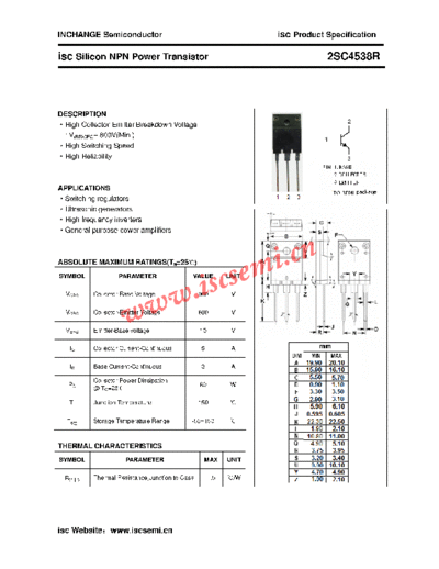 Inchange Semiconductor 2sc4538r  . Electronic Components Datasheets Active components Transistors Inchange Semiconductor 2sc4538r.pdf