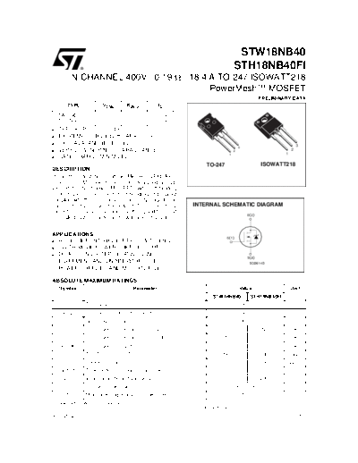 ST stw18nb40  . Electronic Components Datasheets Active components Transistors ST stw18nb40.pdf