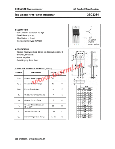Inchange Semiconductor 2sc3254  . Electronic Components Datasheets Active components Transistors Inchange Semiconductor 2sc3254.pdf