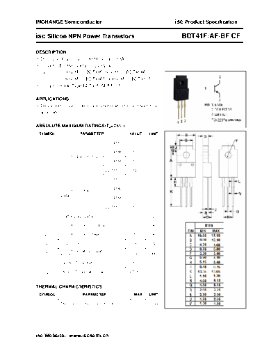 Inchange Semiconductor bdt41f-af-bf-cf  . Electronic Components Datasheets Active components Transistors Inchange Semiconductor bdt41f-af-bf-cf.pdf