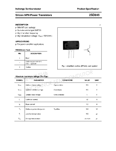 Inchange Semiconductor 2sd845  . Electronic Components Datasheets Active components Transistors Inchange Semiconductor 2sd845.pdf