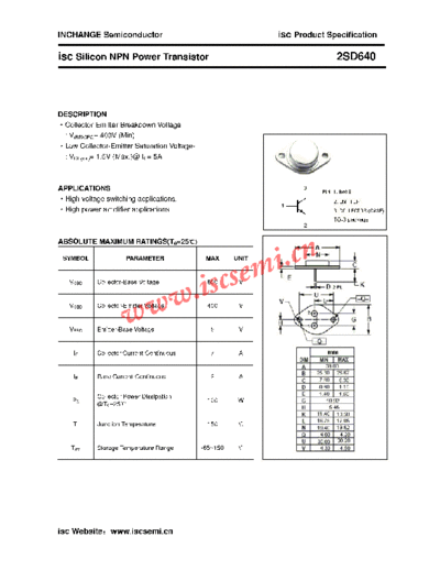 Inchange Semiconductor 2sd640  . Electronic Components Datasheets Active components Transistors Inchange Semiconductor 2sd640.pdf