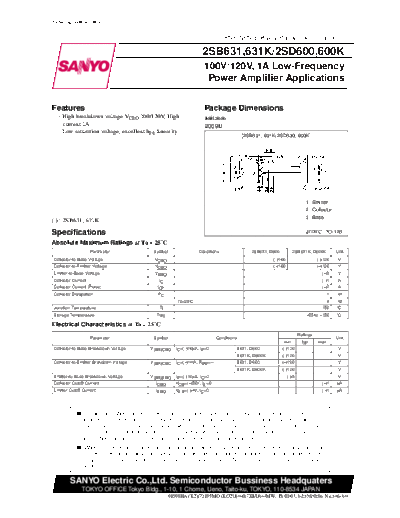 Sanyo 2sd600  . Electronic Components Datasheets Active components Transistors Sanyo 2sd600.pdf