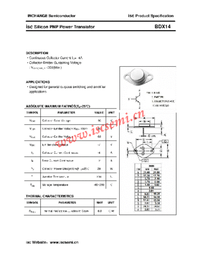 Inchange Semiconductor bdx14  . Electronic Components Datasheets Active components Transistors Inchange Semiconductor bdx14.pdf