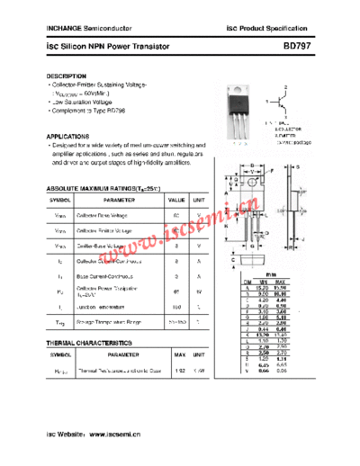 Inchange Semiconductor bd797  . Electronic Components Datasheets Active components Transistors Inchange Semiconductor bd797.pdf