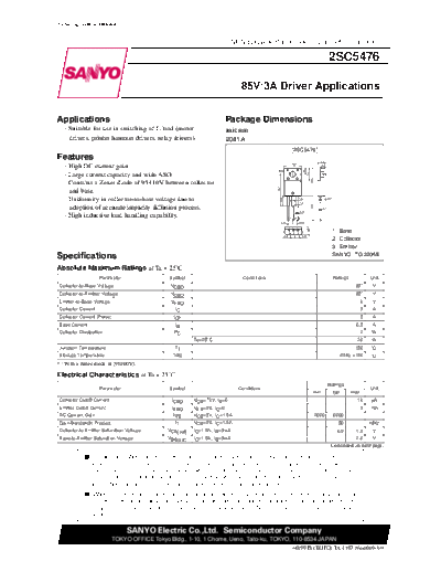 Sanyo 2sc5476  . Electronic Components Datasheets Active components Transistors Sanyo 2sc5476.pdf