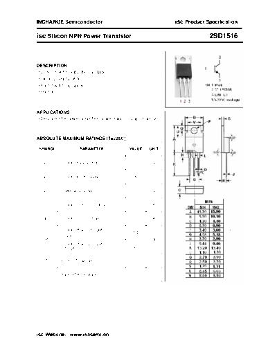 Inchange Semiconductor 2sd1516  . Electronic Components Datasheets Active components Transistors Inchange Semiconductor 2sd1516.pdf