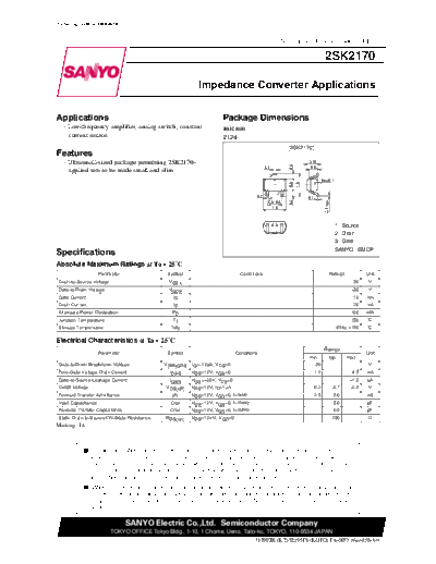 Sanyo 2sk2170  . Electronic Components Datasheets Active components Transistors Sanyo 2sk2170.pdf