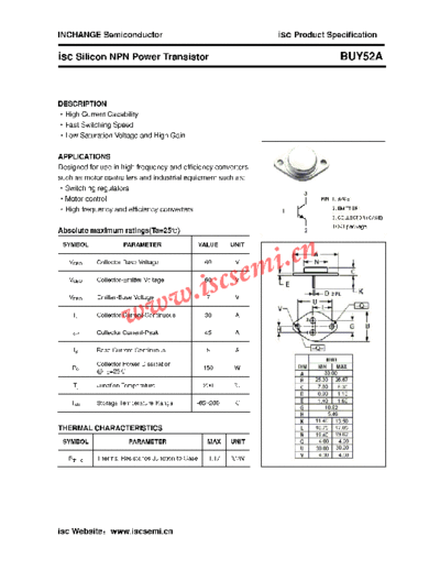 Inchange Semiconductor buy52a  . Electronic Components Datasheets Active components Transistors Inchange Semiconductor buy52a.pdf