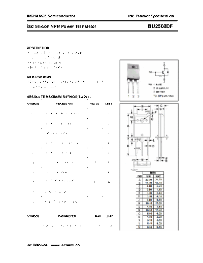 Inchange Semiconductor bu2508df  . Electronic Components Datasheets Active components Transistors Inchange Semiconductor bu2508df.pdf