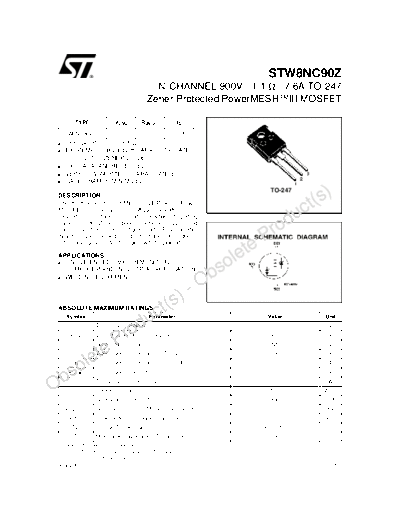 ST stw8nc90z  . Electronic Components Datasheets Active components Transistors ST stw8nc90z.pdf