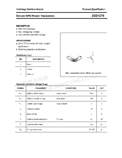 Inchange Semiconductor 2sd1279  . Electronic Components Datasheets Active components Transistors Inchange Semiconductor 2sd1279.pdf