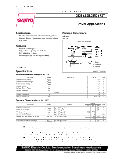 Sanyo 2sd1827  . Electronic Components Datasheets Active components Transistors Sanyo 2sd1827.pdf