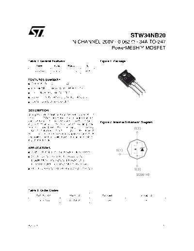 ST stw34nb20  . Electronic Components Datasheets Active components Transistors ST stw34nb20.pdf