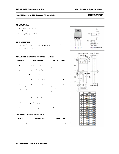 Inchange Semiconductor bu2523df  . Electronic Components Datasheets Active components Transistors Inchange Semiconductor bu2523df.pdf