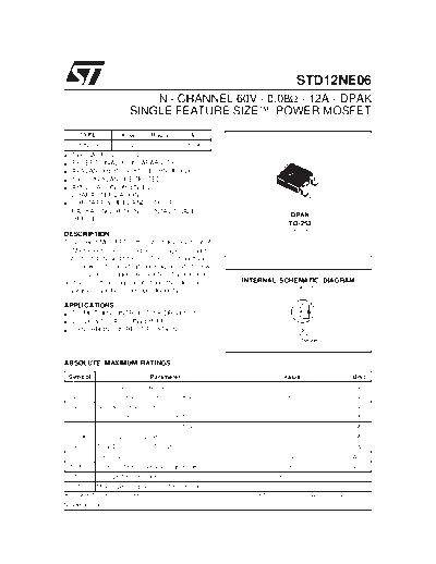 ST std12ne06  . Electronic Components Datasheets Active components Transistors ST std12ne06.pdf