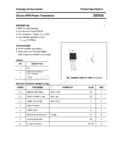 Inchange Semiconductor 2sd525  . Electronic Components Datasheets Active components Transistors Inchange Semiconductor 2sd525.pdf